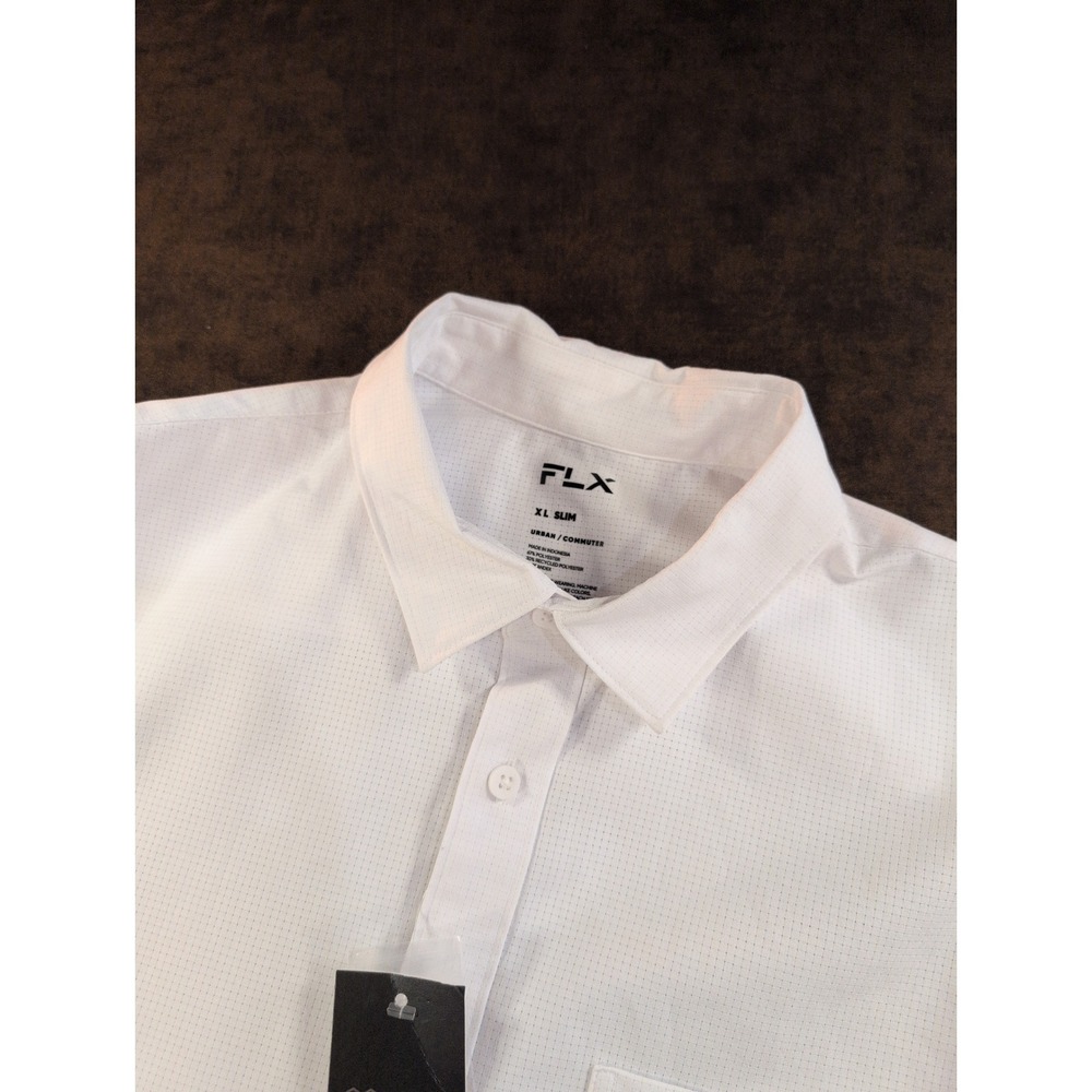 FLX‎ Urban Commuter Shirt Mens XL Slim White 4-Way Stretch Quick Dry MX41W501SS